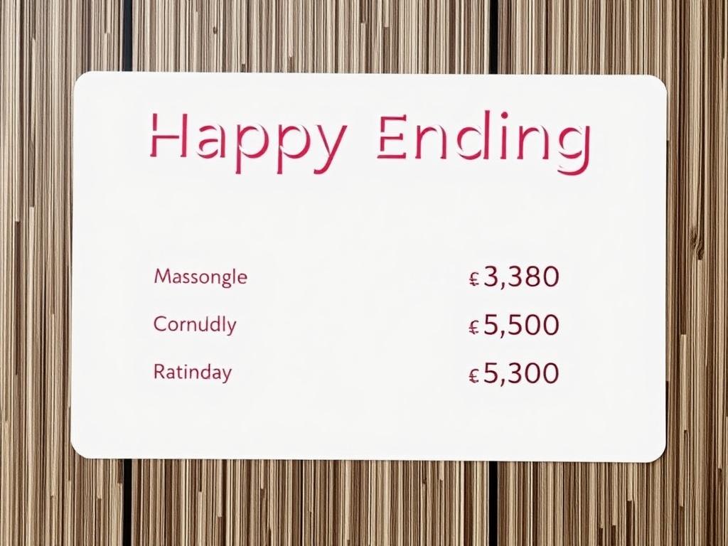 happy ending massage price. Location and local regulations